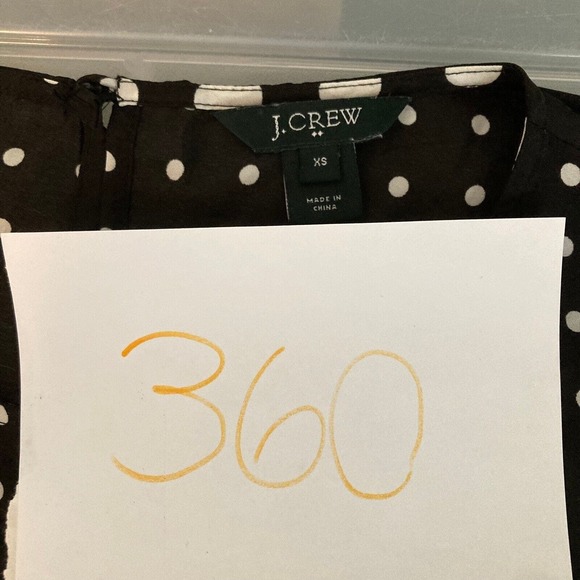 J. Crew Shirt Womens Sz XS Black White Polka Dot Blouse Long Sleeve Lightweight - Picture 9 of 9